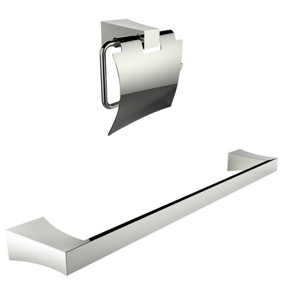 American Imaginations AI-13329 24" Chrome Rectangular Wall Mount Modern Bathroom Accessory Set