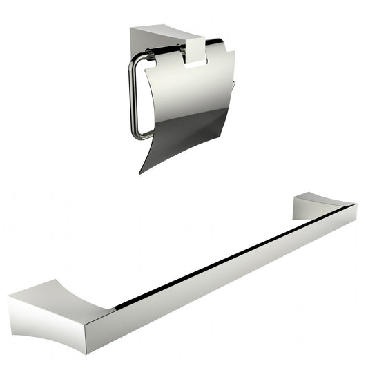 American Imaginations AI-13329 24" Chrome Rectangular Wall Mount Modern Bathroom Accessory Set