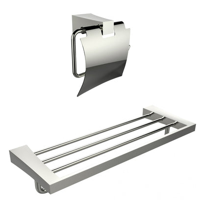 American Imaginations AI-13330 24" Chrome Rectangular Wall Mount Modern Bathroom Accessory Set