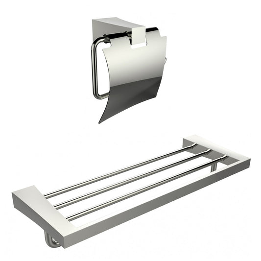 American Imaginations AI-13330 24" Chrome Rectangular Wall Mount Modern Bathroom Accessory Set