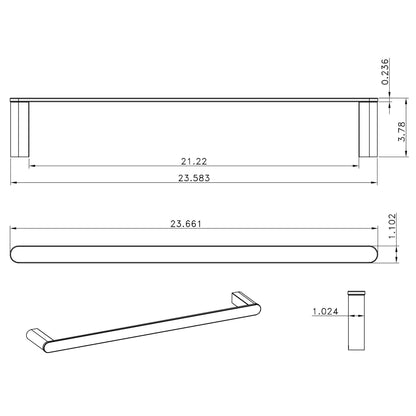 American Imaginations AI-13331 24" Chrome Rectangular Wall Mount Modern Bathroom Accessory Set