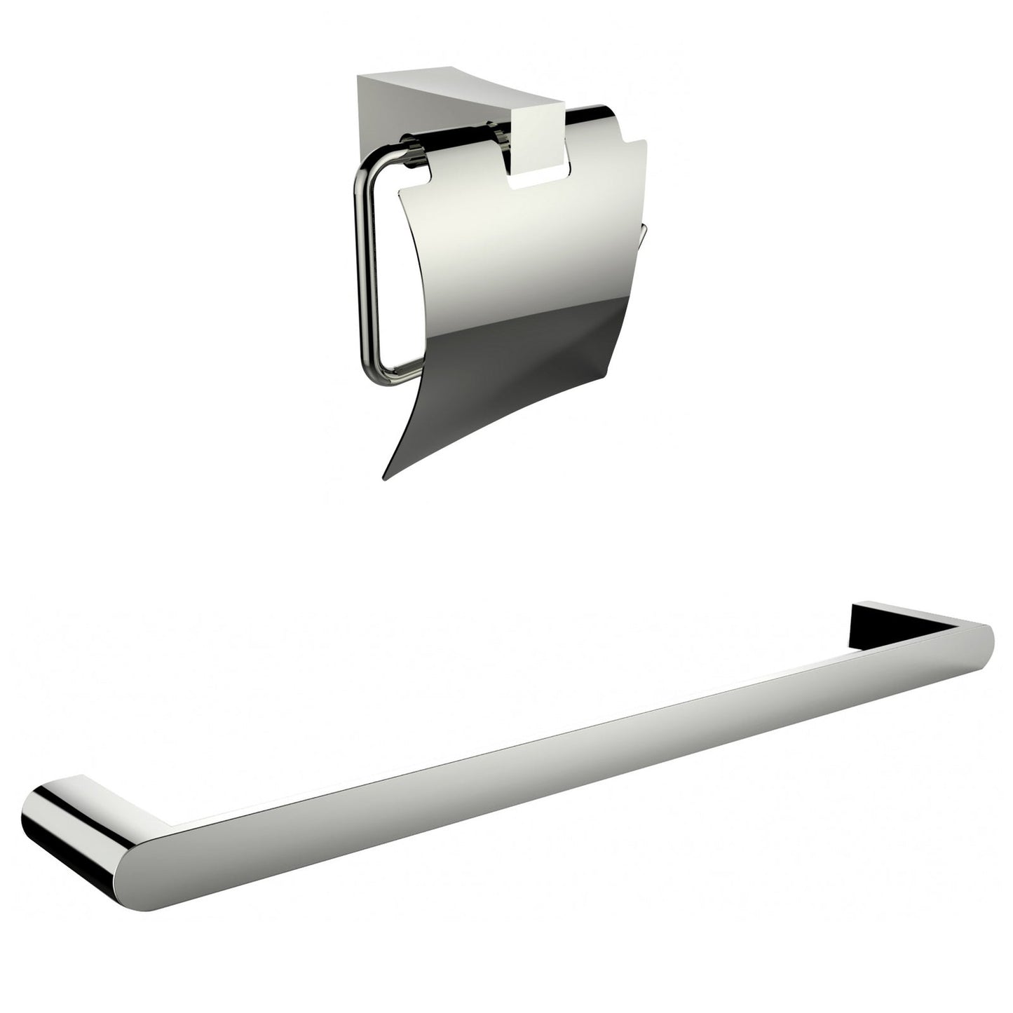American Imaginations AI-13331 24" Chrome Rectangular Wall Mount Modern Bathroom Accessory Set