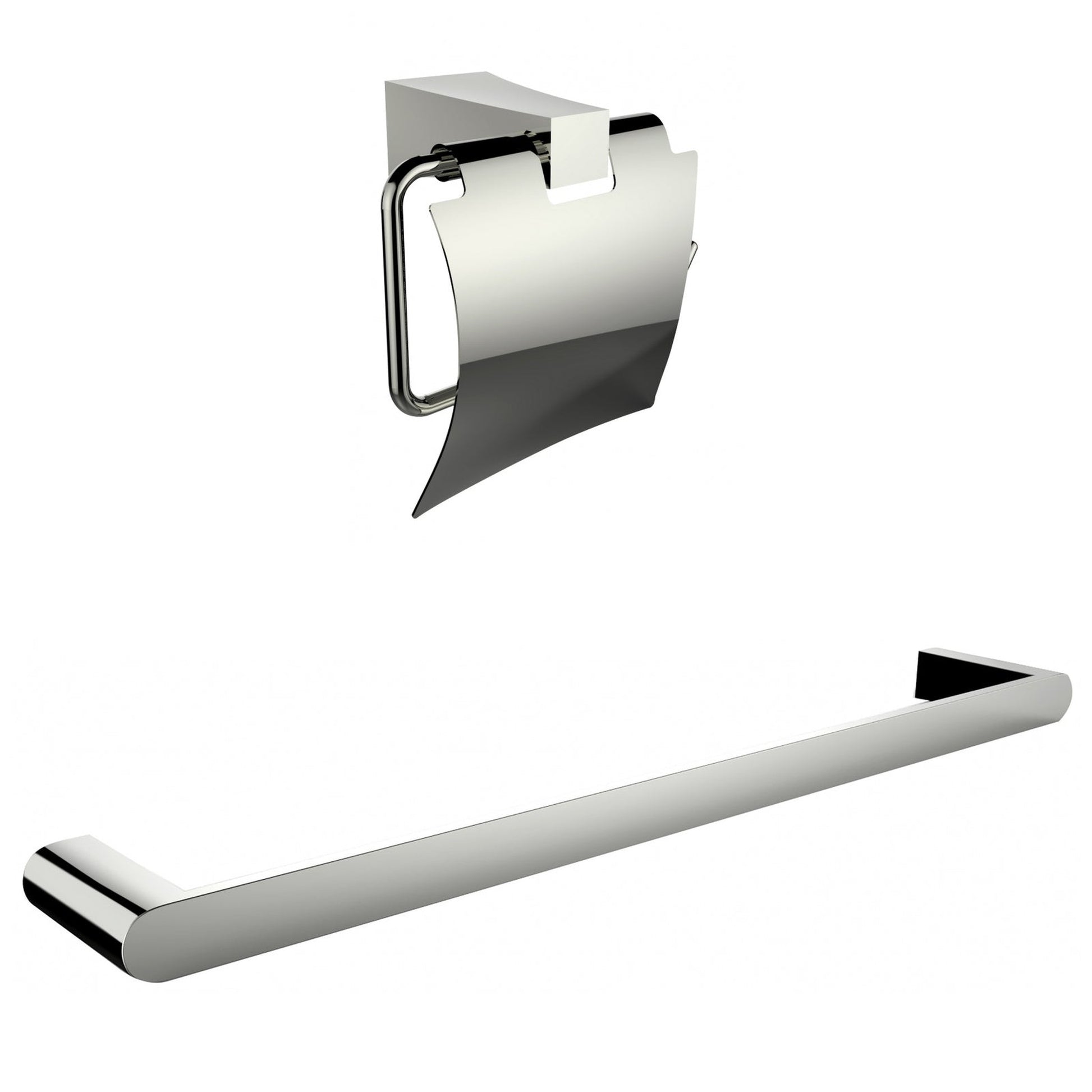 American Imaginations AI-13331 24" Chrome Rectangular Wall Mount Modern Bathroom Accessory Set