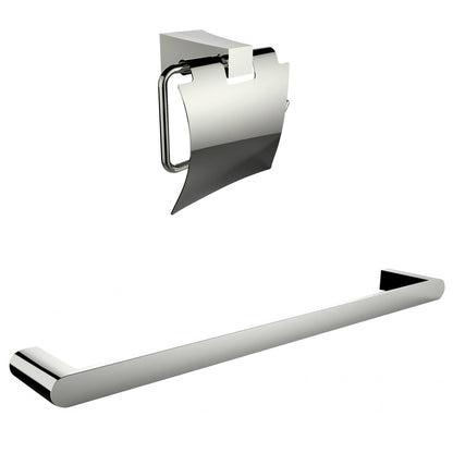 American Imaginations AI-13331 24" Chrome Rectangular Wall Mount Modern Bathroom Accessory Set