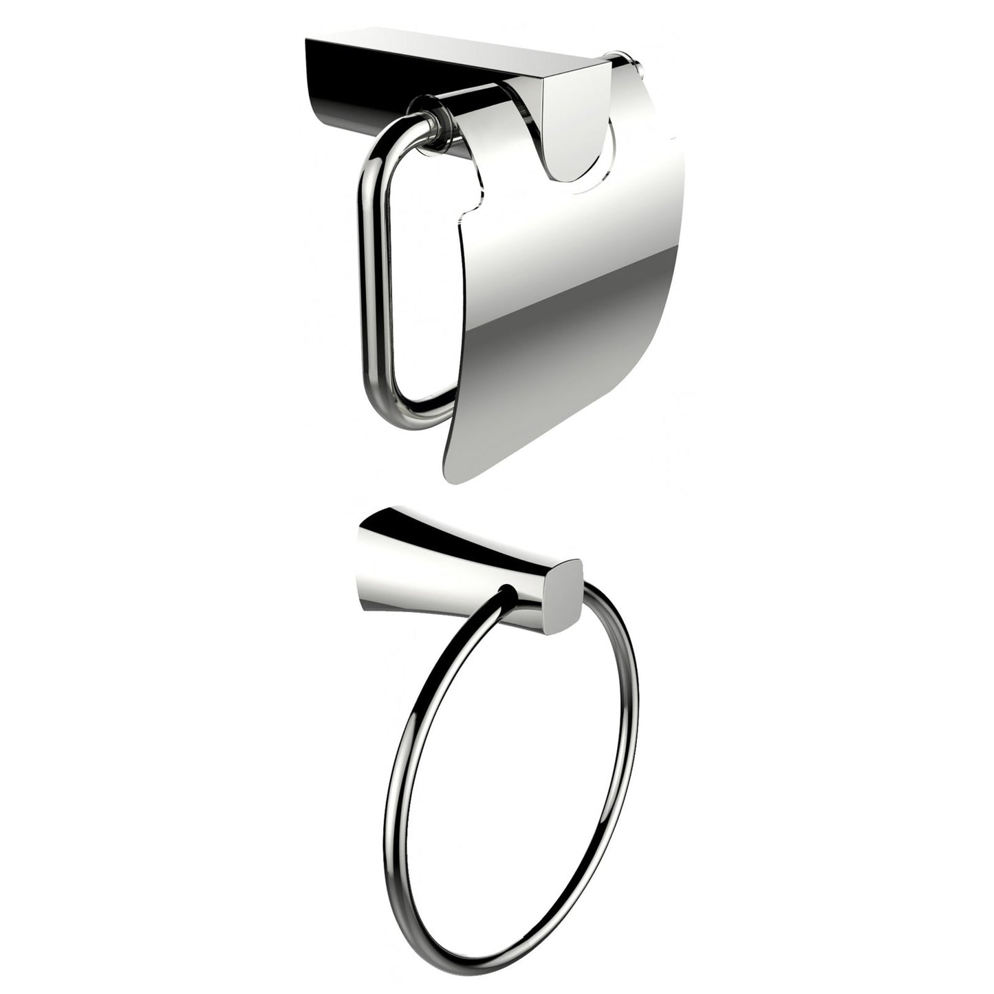 American Imaginations AI-13334 7" Chrome Rectangular Wall Mount Modern Bathroom Accessory Set
