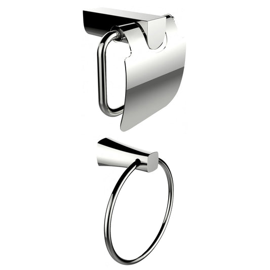 American Imaginations AI-13334 7" Chrome Rectangular Wall Mount Modern Bathroom Accessory Set