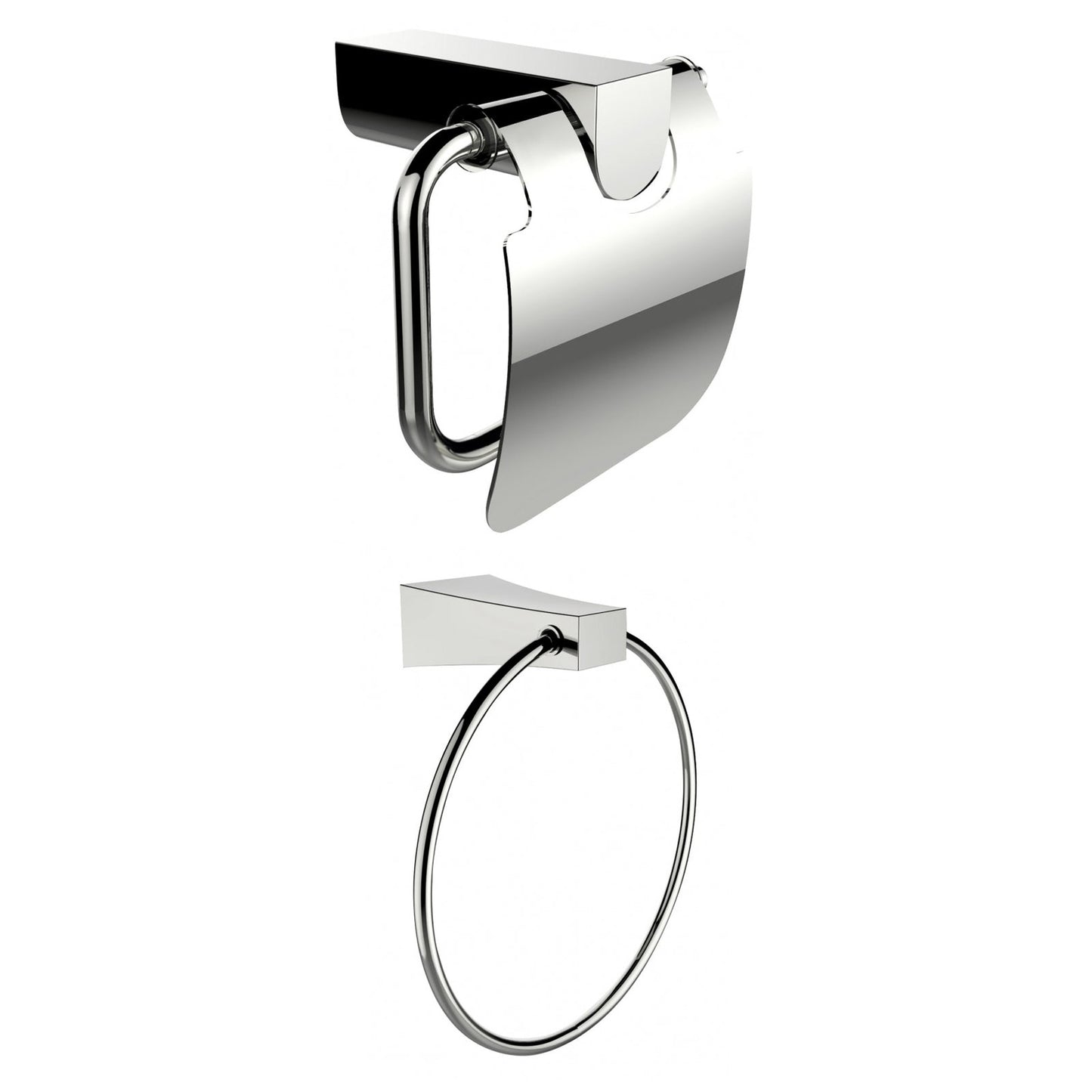 American Imaginations AI-13335 7" Chrome Rectangular Wall Mount Modern Bathroom Accessory Set