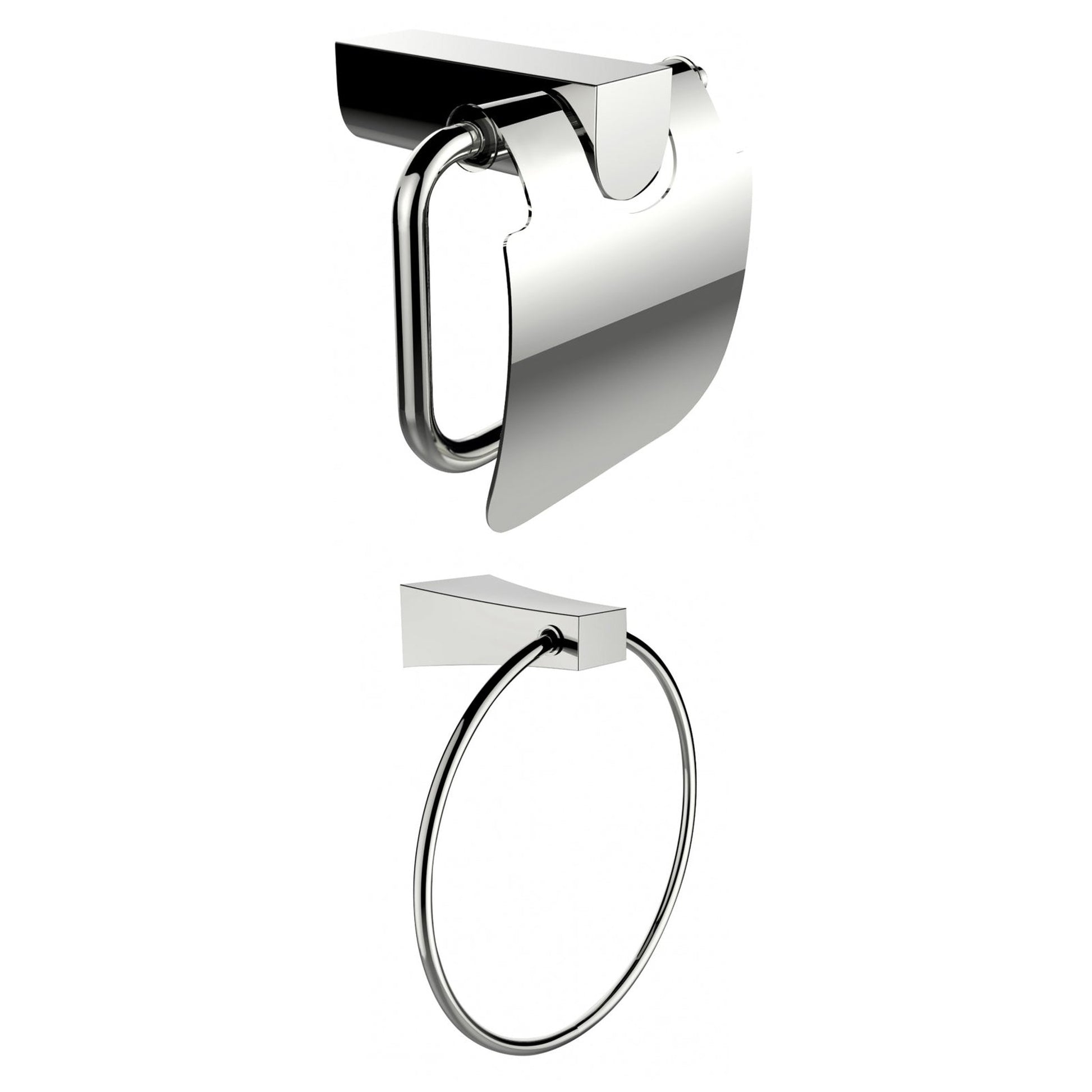 American Imaginations AI-13335 7" Chrome Rectangular Wall Mount Modern Bathroom Accessory Set
