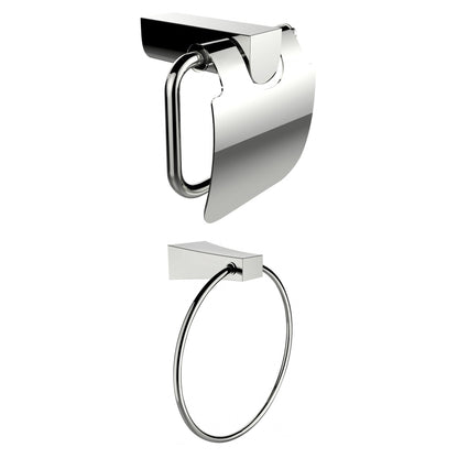 American Imaginations AI-13335 7" Chrome Rectangular Wall Mount Modern Bathroom Accessory Set