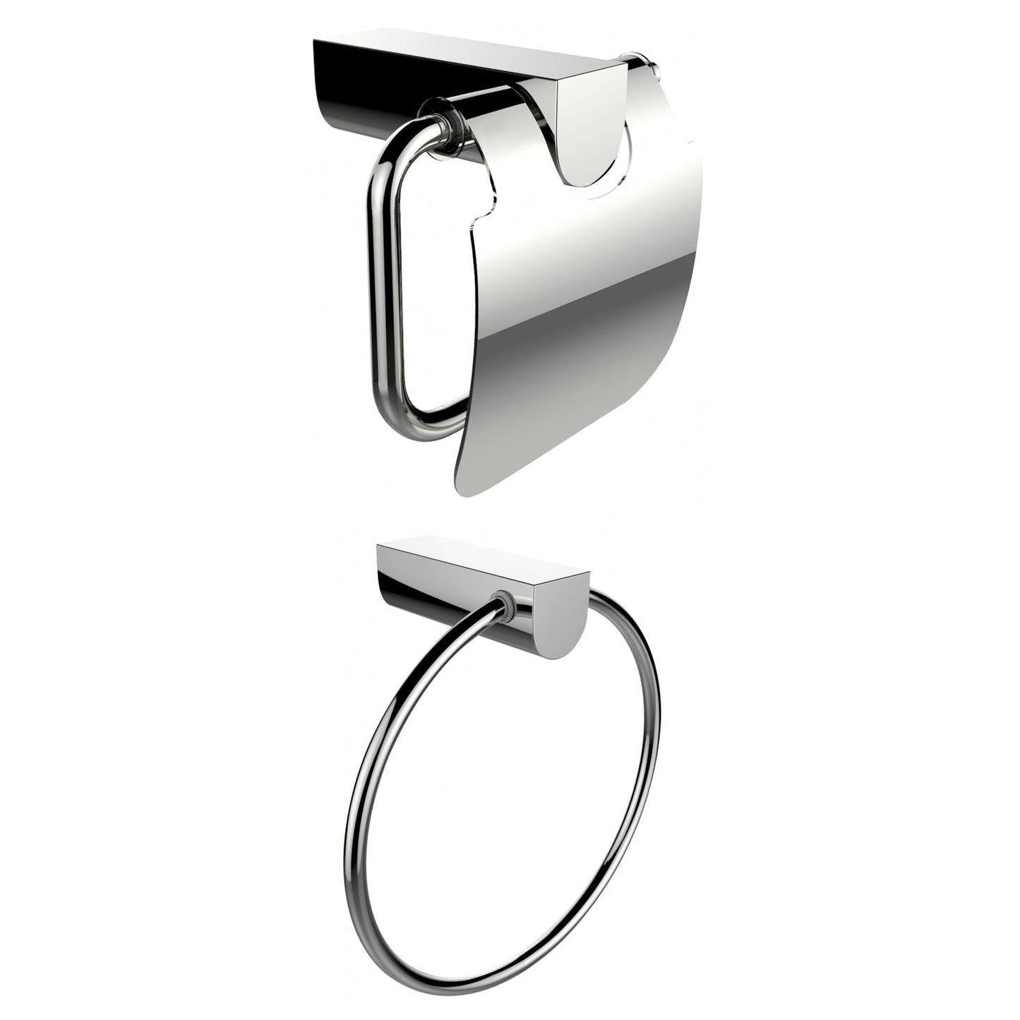 American Imaginations AI-13336 7" Chrome Rectangular Wall Mount Modern Bathroom Accessory Set