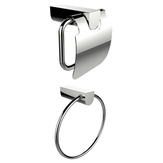 American Imaginations AI-13336 7" Chrome Rectangular Wall Mount Modern Bathroom Accessory Set