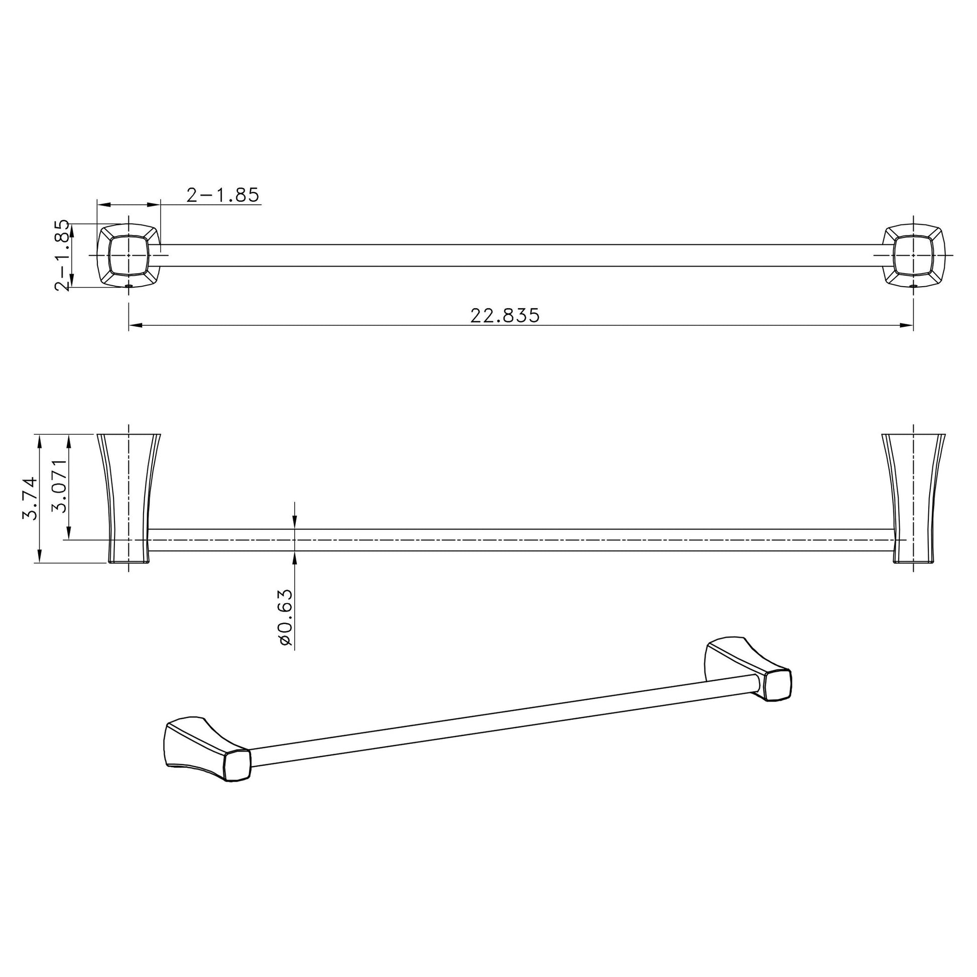 American Imaginations AI-13337 25" Chrome Rectangular Wall Mount Modern Bathroom Accessory Set