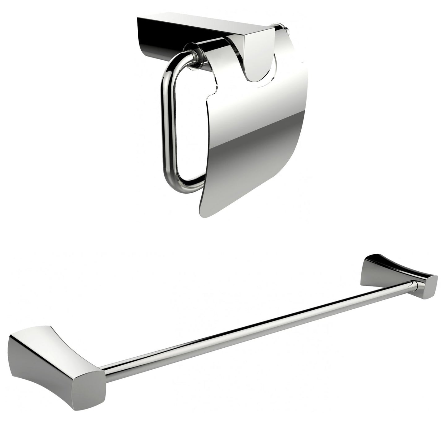 American Imaginations AI-13337 25" Chrome Rectangular Wall Mount Modern Bathroom Accessory Set