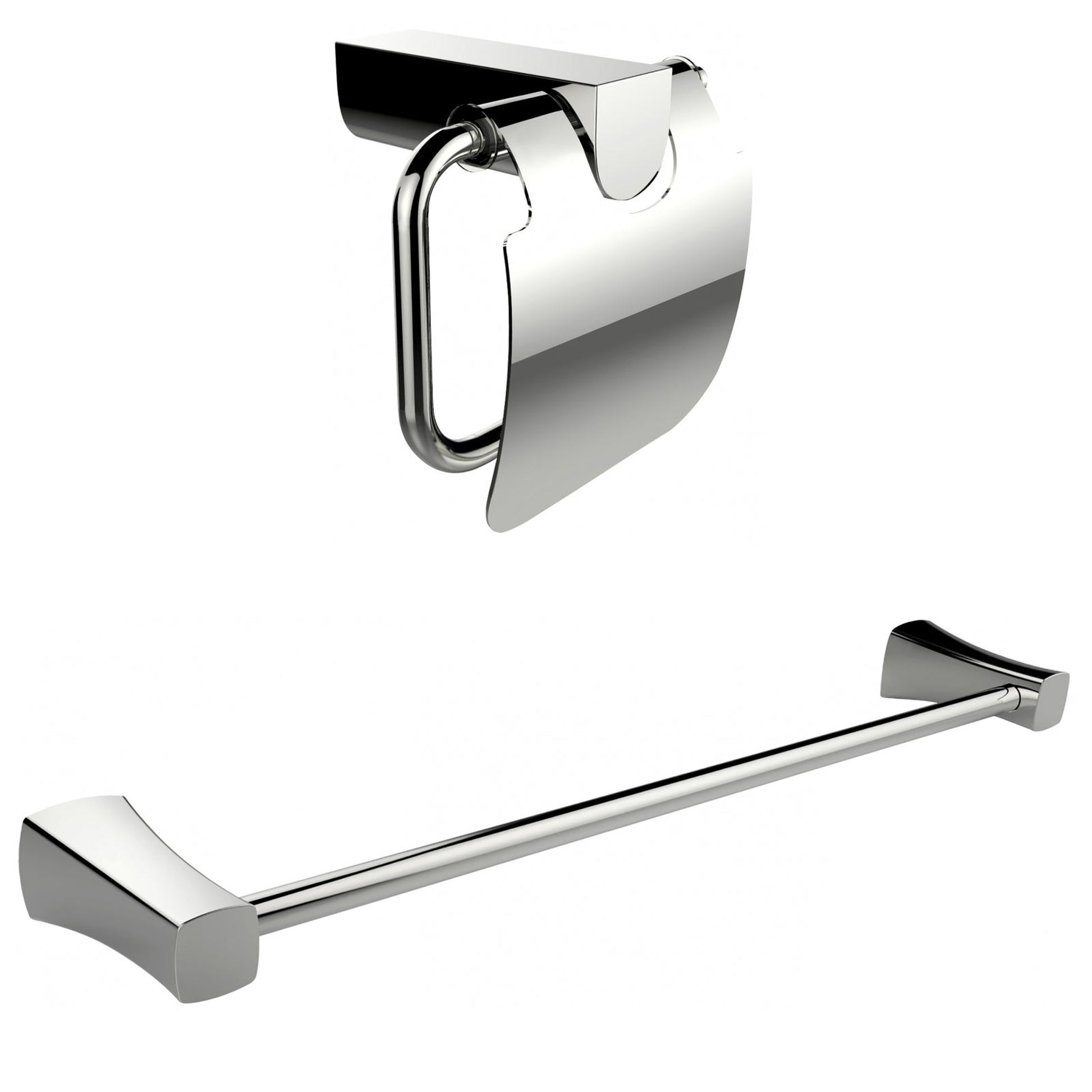 American Imaginations AI-13337 25" Chrome Rectangular Wall Mount Modern Bathroom Accessory Set