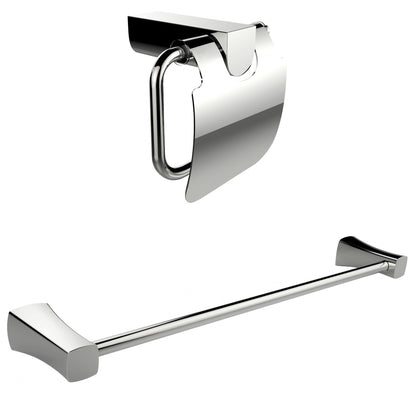 American Imaginations AI-13337 25" Chrome Rectangular Wall Mount Modern Bathroom Accessory Set