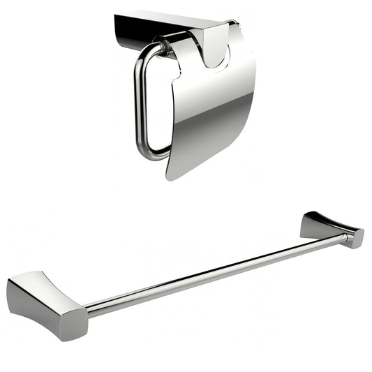 American Imaginations AI-13337 25" Chrome Rectangular Wall Mount Modern Bathroom Accessory Set