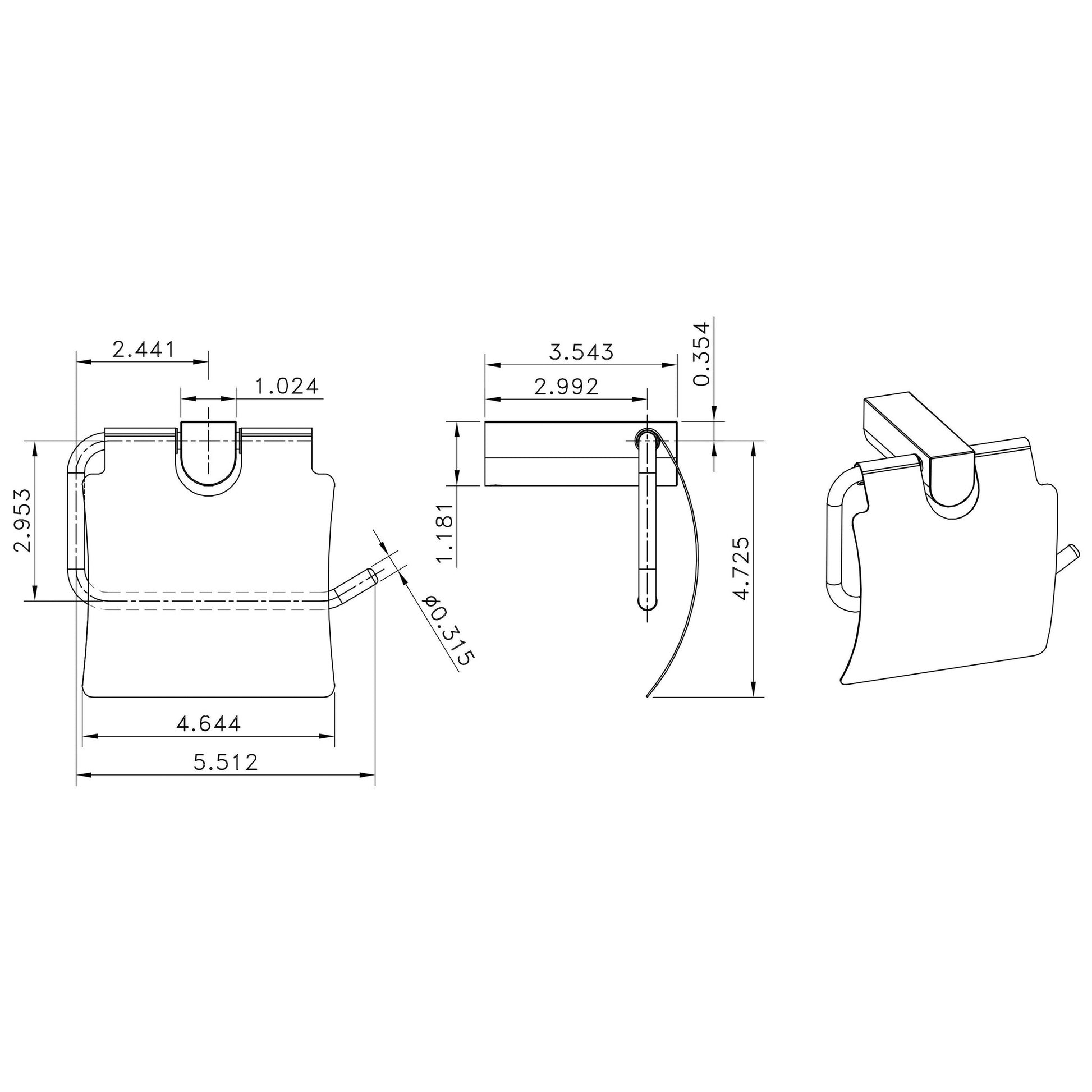 American Imaginations AI-13339 24" Chrome Rectangular Wall Mount Modern Bathroom Accessory Set