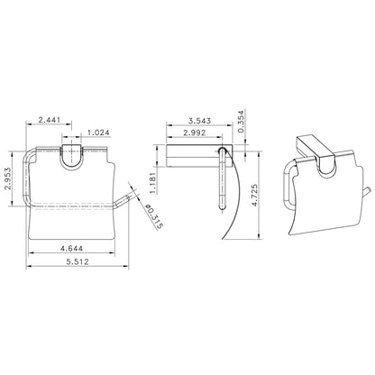 American Imaginations AI-13339 24" Chrome Rectangular Wall Mount Modern Bathroom Accessory Set