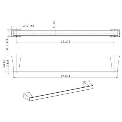 American Imaginations AI-13339 24" Chrome Rectangular Wall Mount Modern Bathroom Accessory Set
