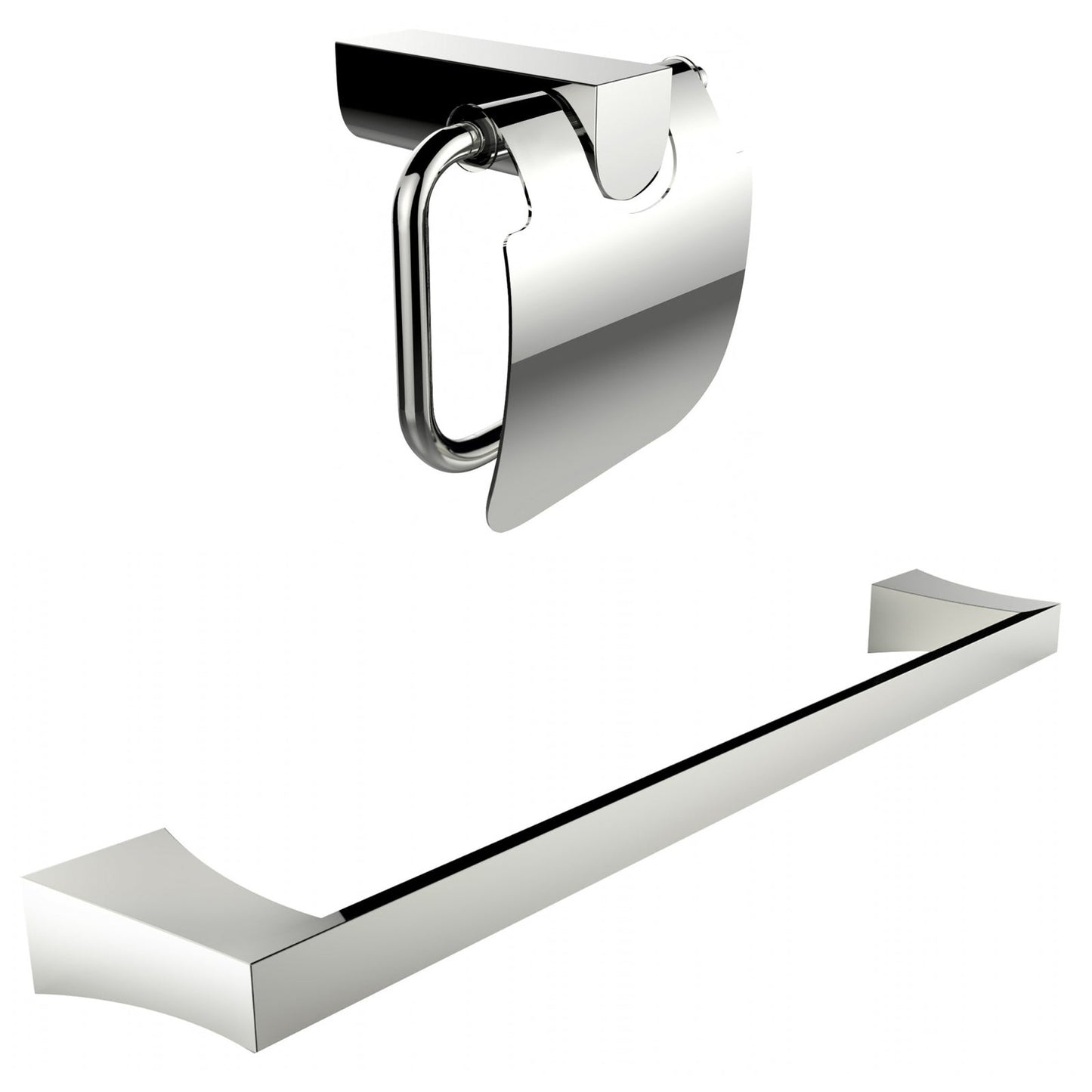 American Imaginations AI-13339 24" Chrome Rectangular Wall Mount Modern Bathroom Accessory Set