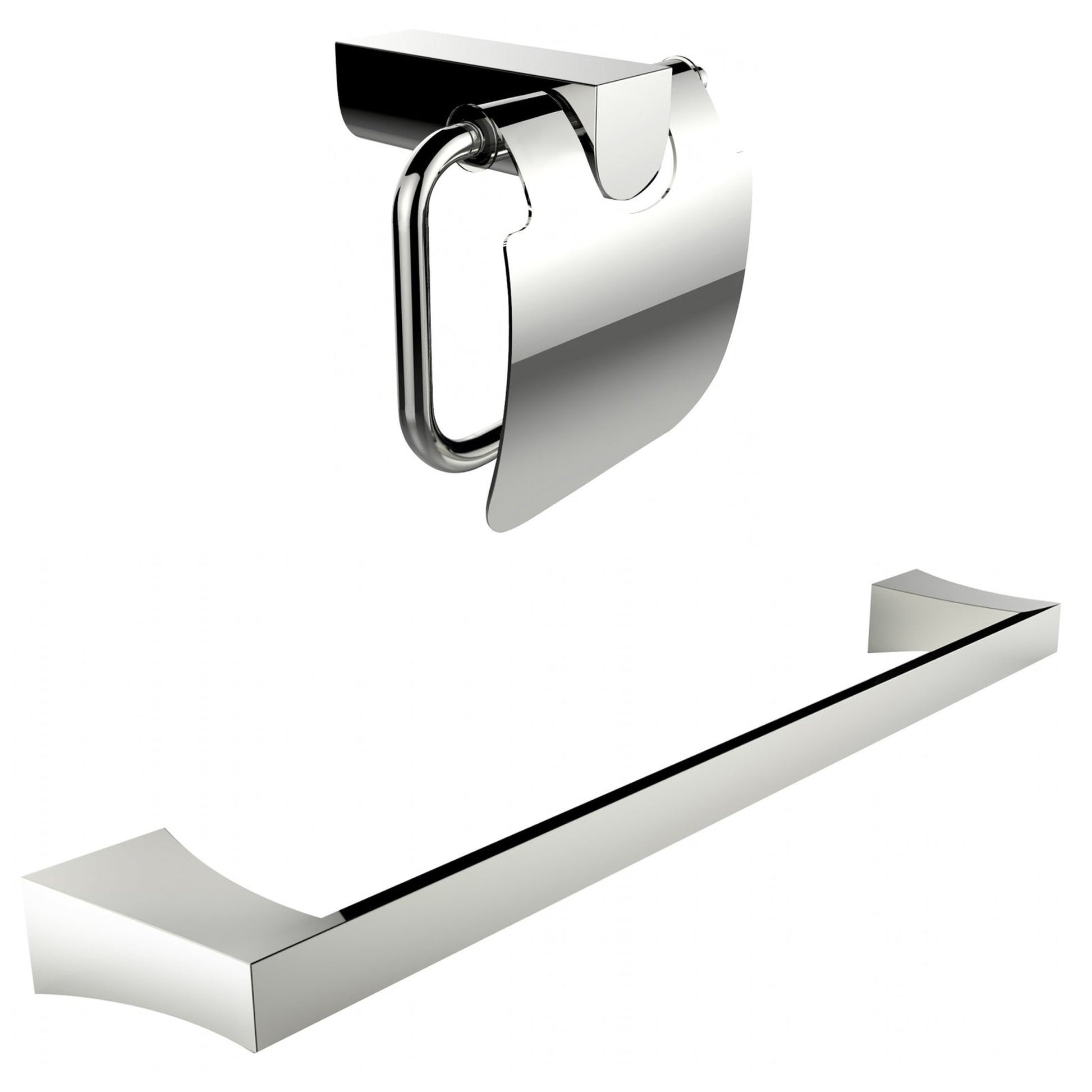 American Imaginations AI-13339 24" Chrome Rectangular Wall Mount Modern Bathroom Accessory Set