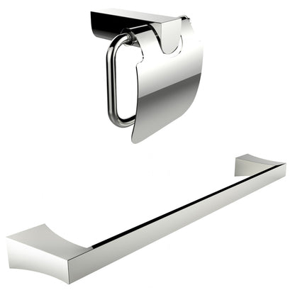 American Imaginations AI-13339 24" Chrome Rectangular Wall Mount Modern Bathroom Accessory Set