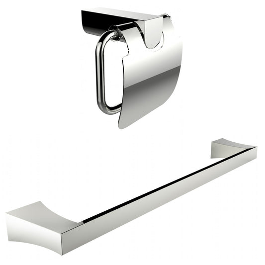 American Imaginations AI-13339 24" Chrome Rectangular Wall Mount Modern Bathroom Accessory Set