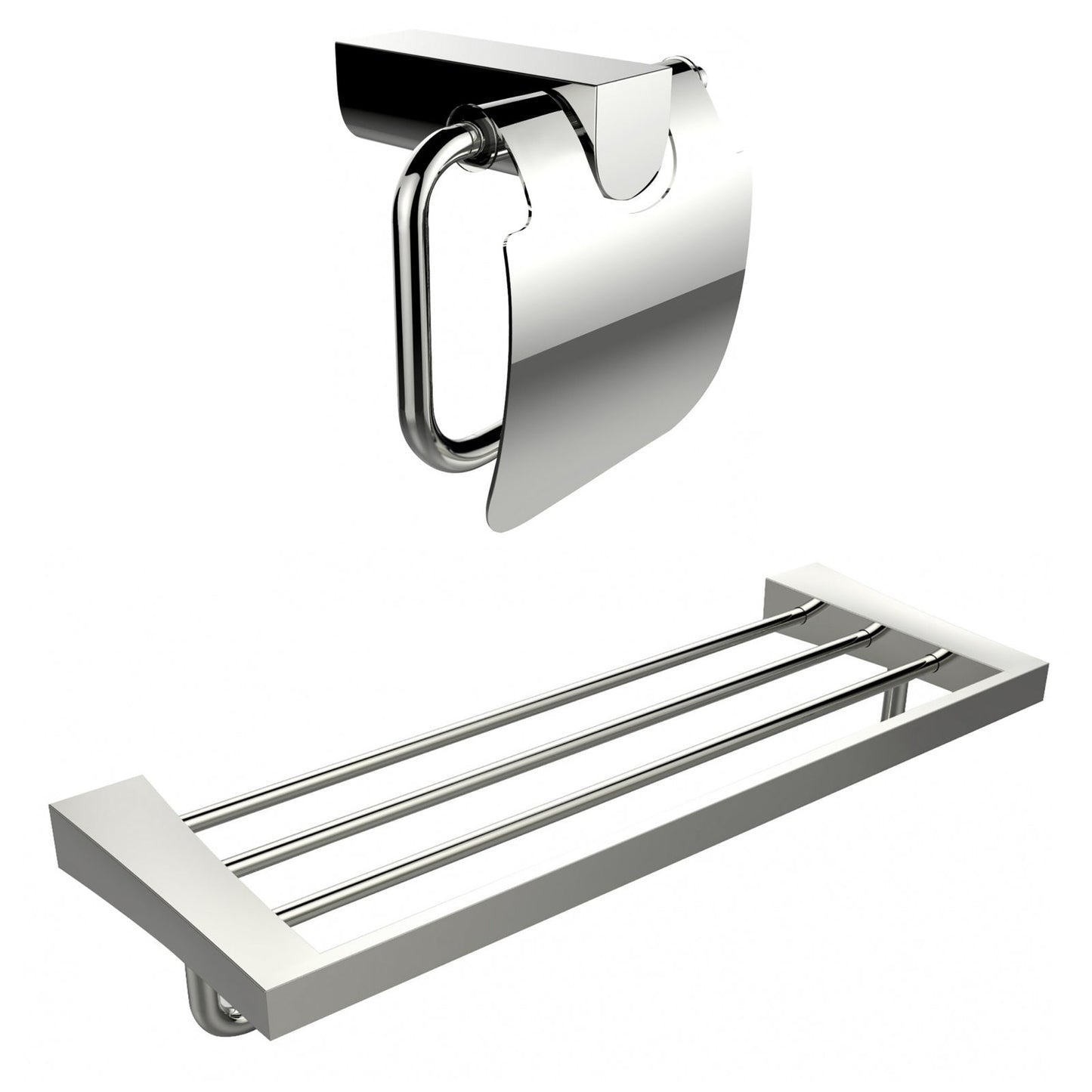 American Imaginations AI-13340 24" Chrome Rectangular Wall Mount Modern Bathroom Accessory Set