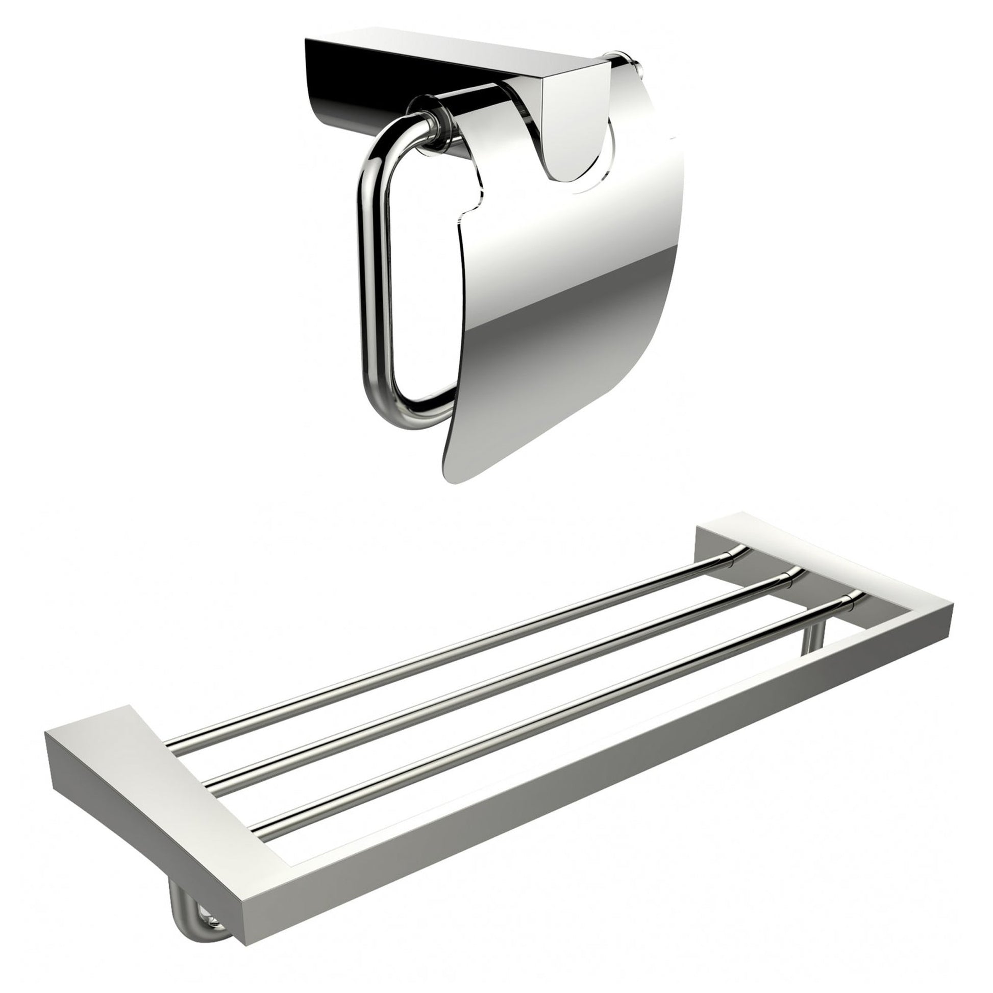 American Imaginations AI-13340 24" Chrome Rectangular Wall Mount Modern Bathroom Accessory Set