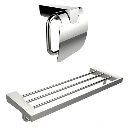 American Imaginations AI-13340 24" Chrome Rectangular Wall Mount Modern Bathroom Accessory Set