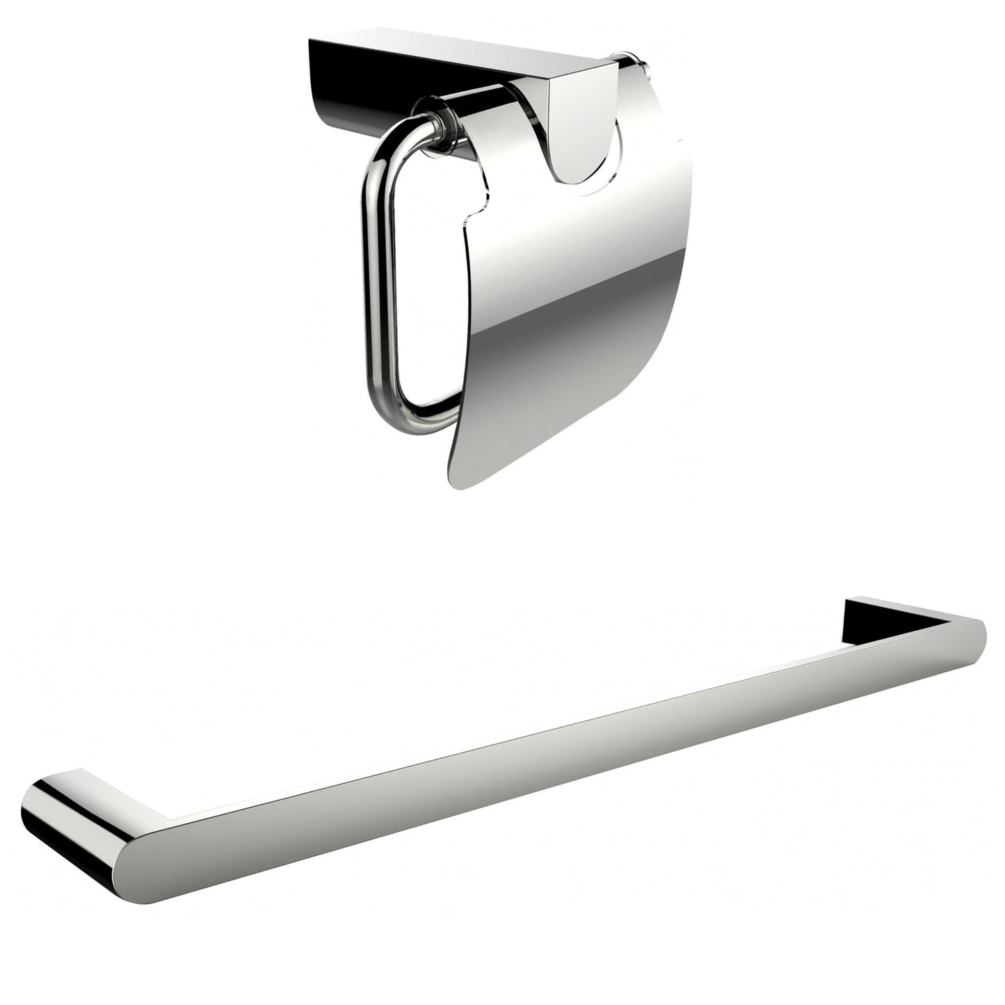 American Imaginations AI-13341 24" Chrome Rectangular Wall Mount Modern Bathroom Accessory Set