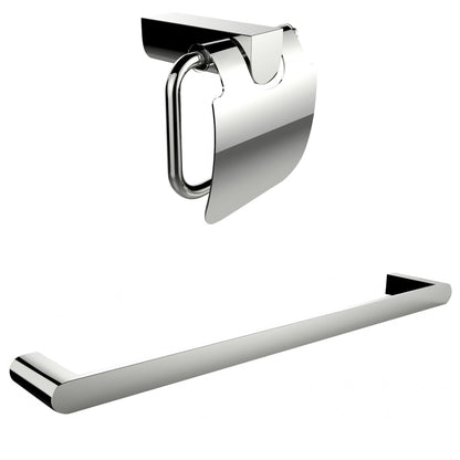 American Imaginations AI-13341 24" Chrome Rectangular Wall Mount Modern Bathroom Accessory Set