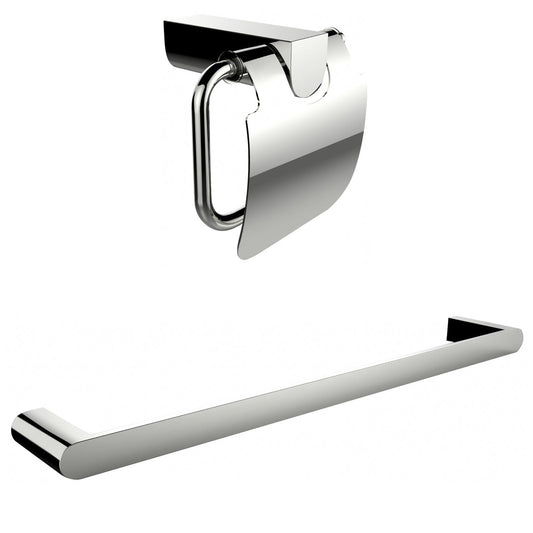 American Imaginations AI-13341 24" Chrome Rectangular Wall Mount Modern Bathroom Accessory Set