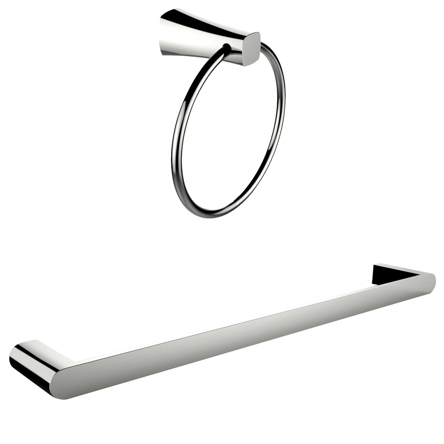 American Imaginations AI-13350 24" Chrome Round Wall Mount Modern Bathroom Accessory Set