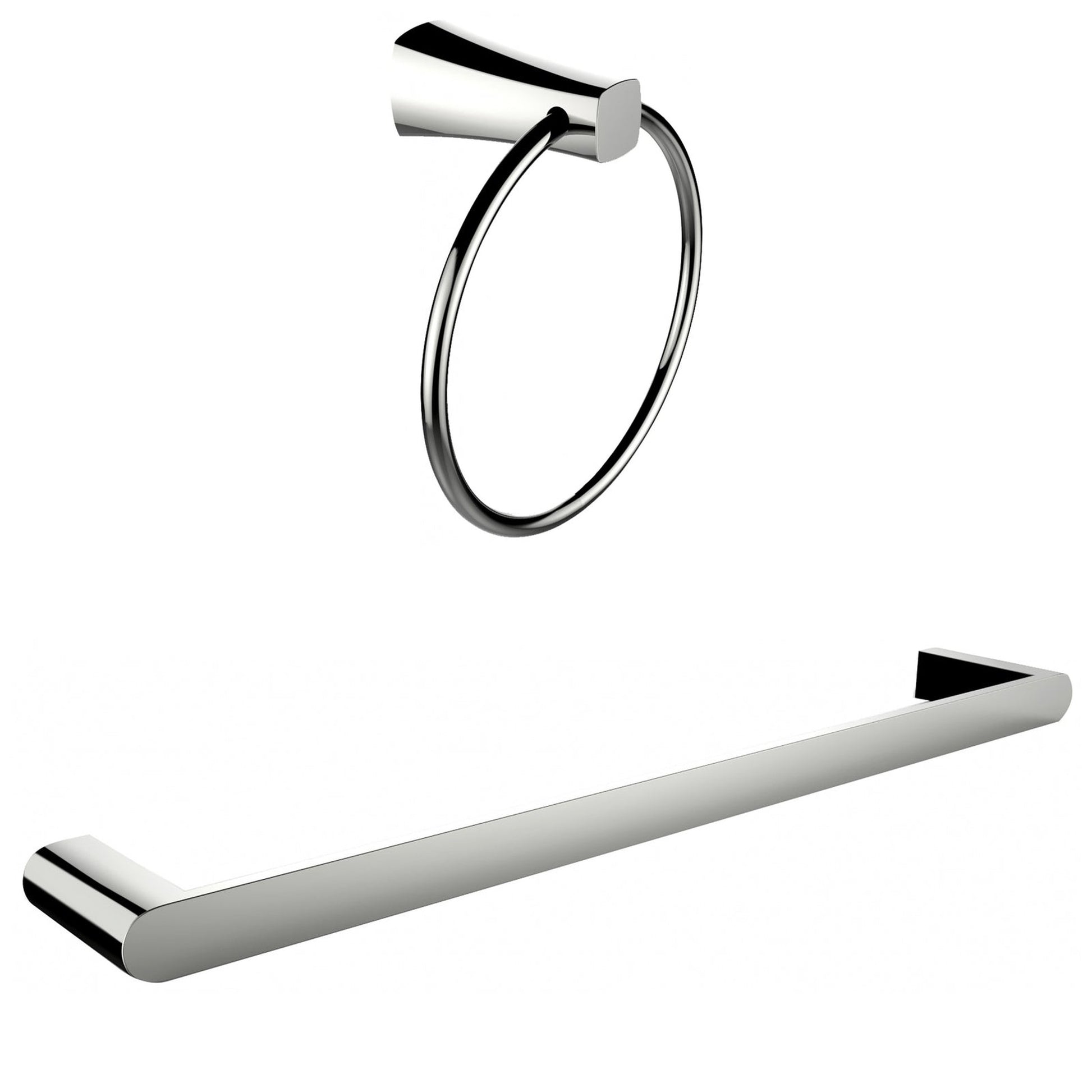 American Imaginations AI-13350 24" Chrome Round Wall Mount Modern Bathroom Accessory Set
