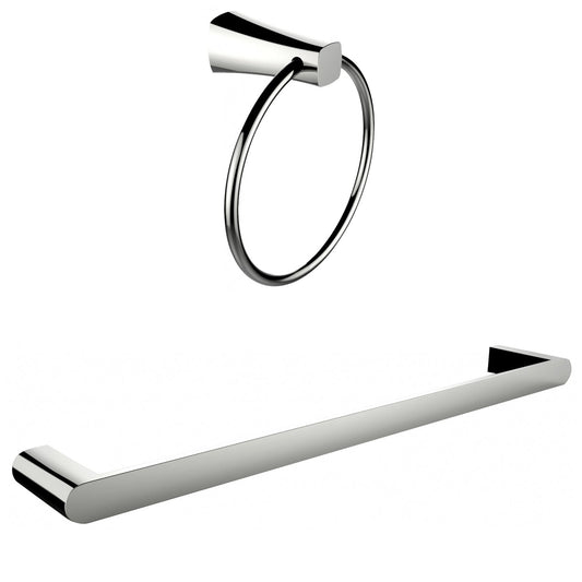 American Imaginations AI-13350 24" Chrome Round Wall Mount Modern Bathroom Accessory Set