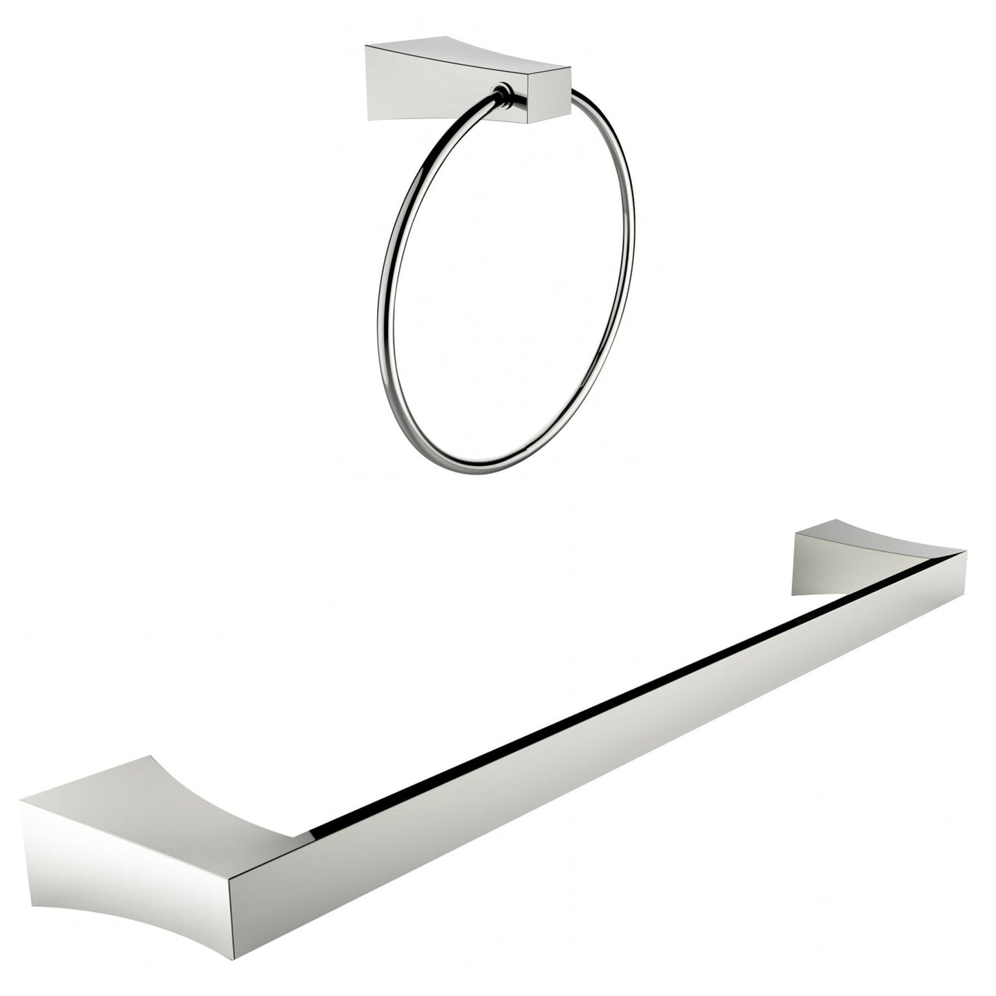 American Imaginations AI-13356 24" Chrome Round Wall Mount Modern Bathroom Accessory Set