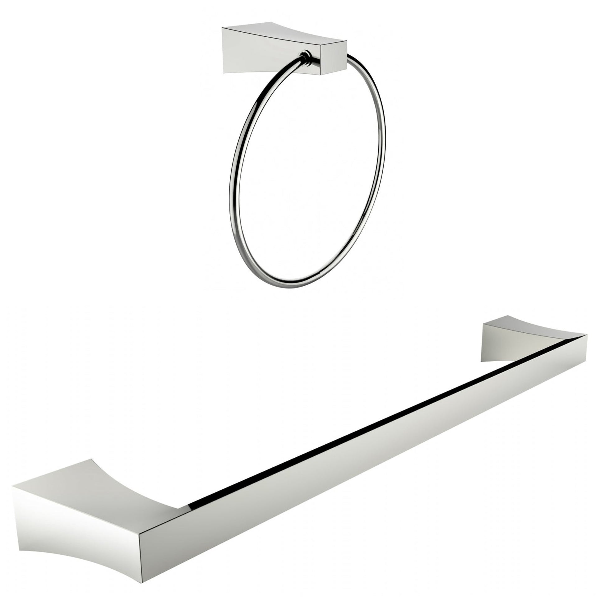 American Imaginations AI-13356 24" Chrome Round Wall Mount Modern Bathroom Accessory Set