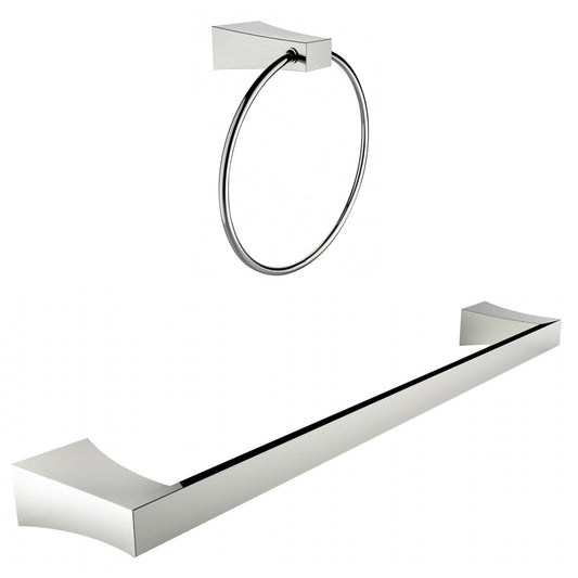 American Imaginations AI-13356 24" Chrome Round Wall Mount Modern Bathroom Accessory Set