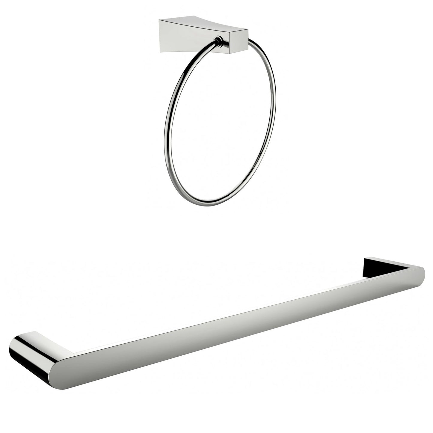 American Imaginations AI-13358 24" Chrome Round Wall Mount Modern Bathroom Accessory Set