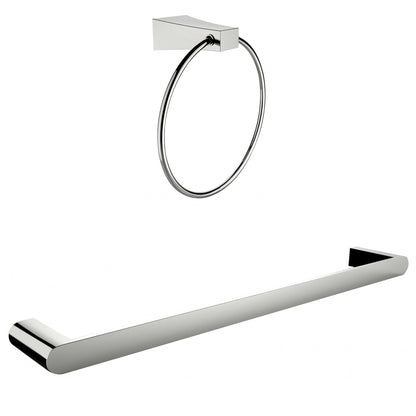 American Imaginations AI-13358 24" Chrome Round Wall Mount Modern Bathroom Accessory Set