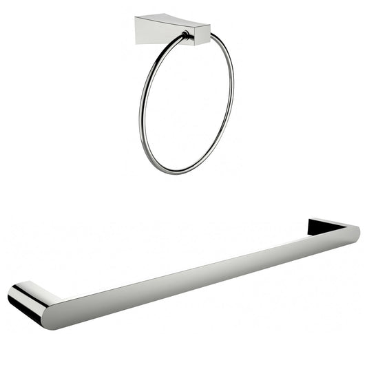 American Imaginations AI-13358 24" Chrome Round Wall Mount Modern Bathroom Accessory Set