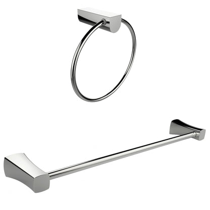 American Imaginations AI-13361 25" Chrome Round Wall Mount Modern Bathroom Accessory Set