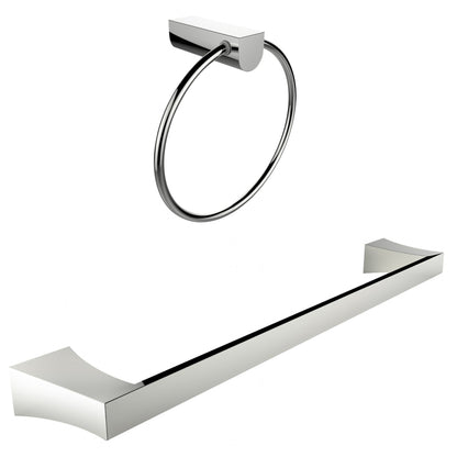 American Imaginations AI-13363 24" Chrome Round Wall Mount Modern Bathroom Accessory Set