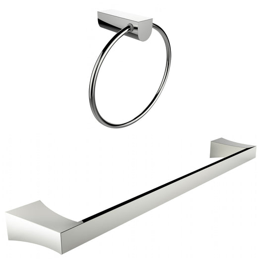 American Imaginations AI-13363 24" Chrome Round Wall Mount Modern Bathroom Accessory Set