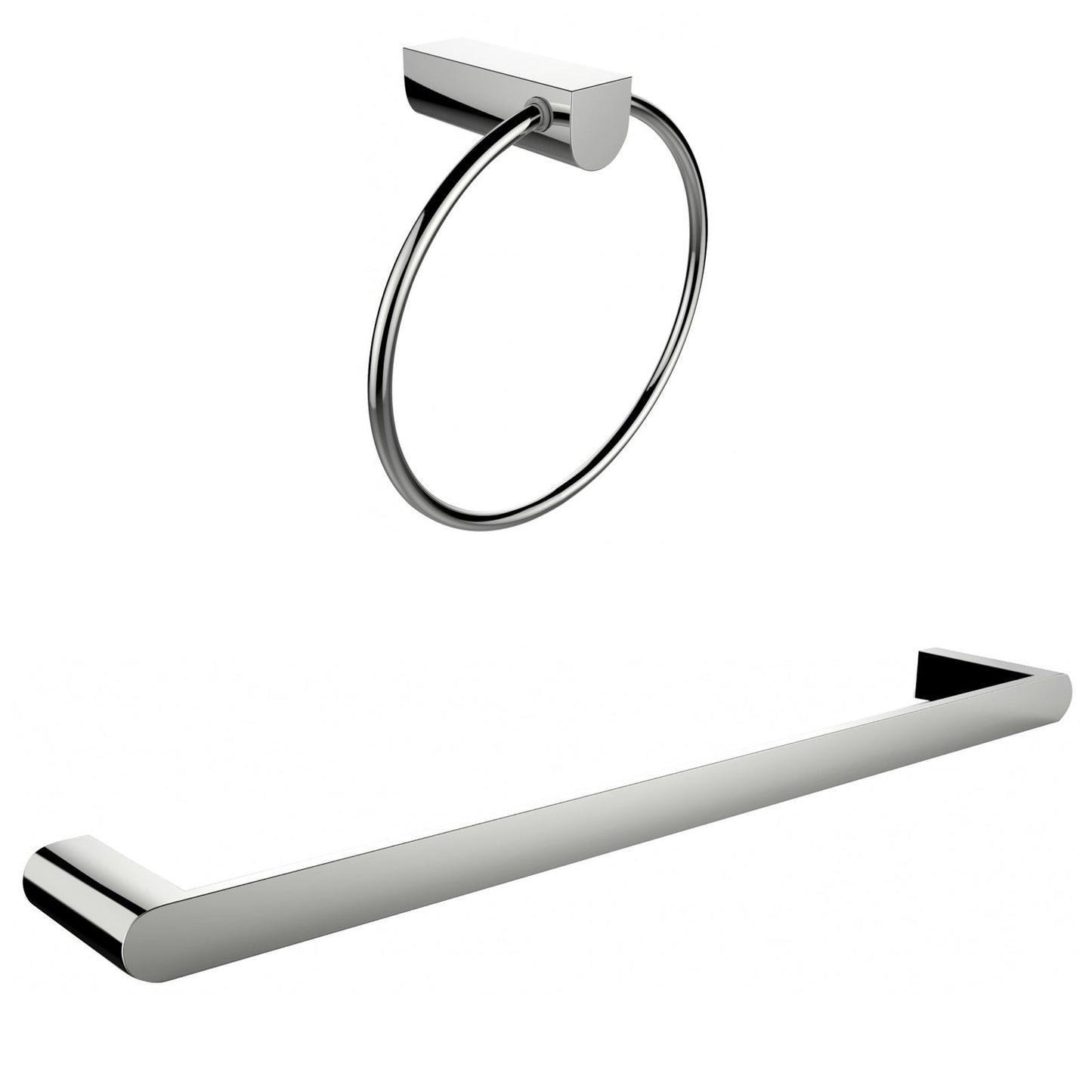 American Imaginations AI-13365 24" Chrome Round Wall Mount Modern Bathroom Accessory Set
