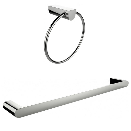 American Imaginations AI-13365 24" Chrome Round Wall Mount Modern Bathroom Accessory Set