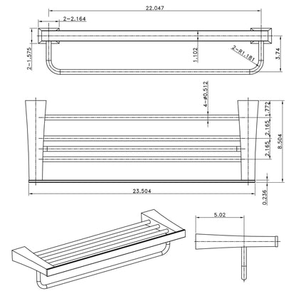 American Imaginations AI-13370 25" Chrome Rectangular Wall Mount Modern Bathroom Accessory Set