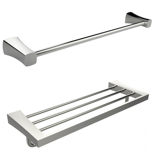 American Imaginations AI-13370 25" Chrome Rectangular Wall Mount Modern Bathroom Accessory Set
