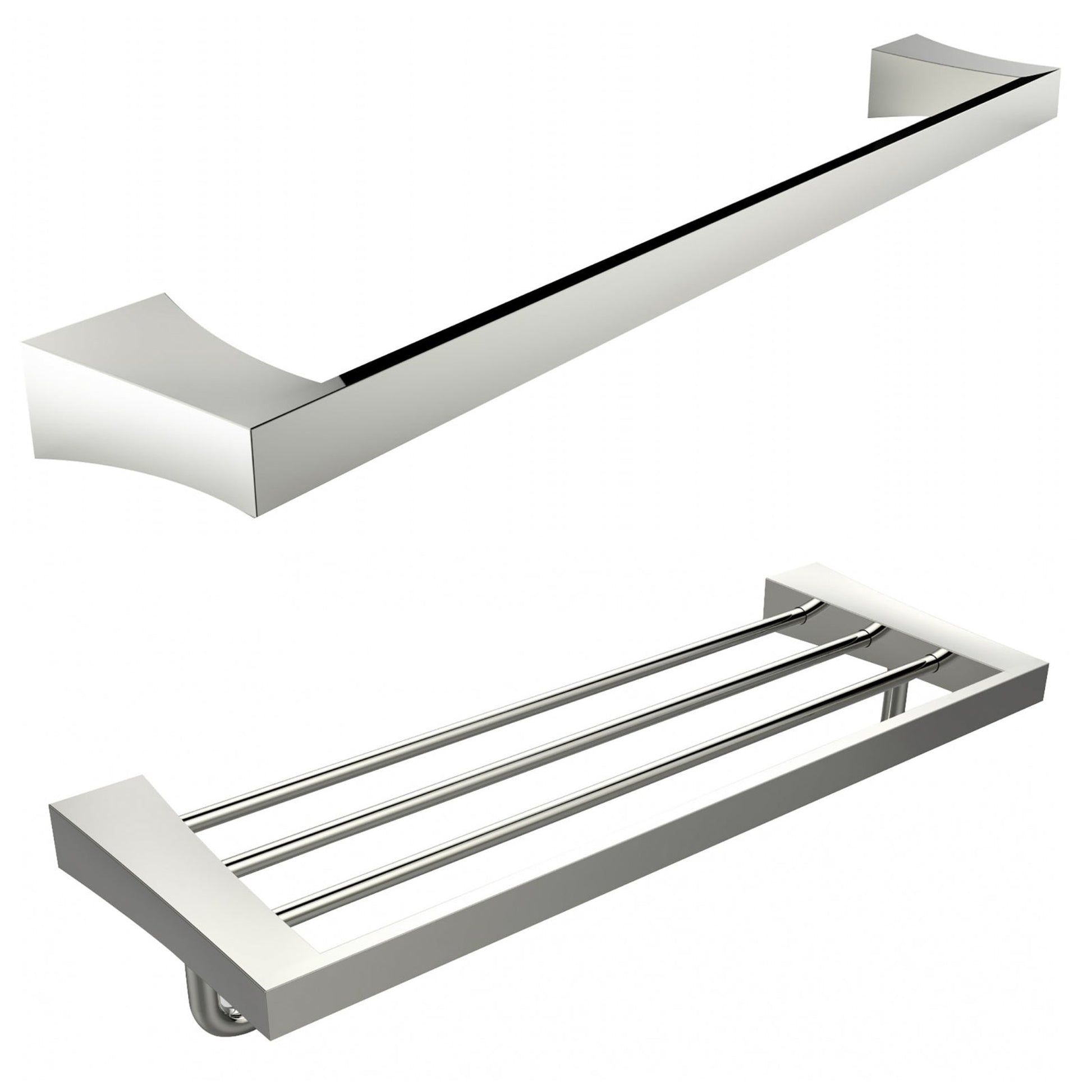 American Imaginations AI-13379 24" Chrome Rectangular Wall Mount Modern Bathroom Accessory Set